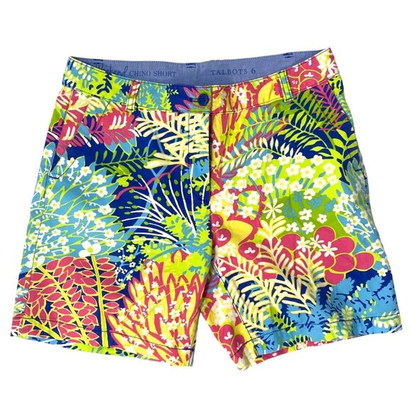 Talbots Pants - Talbots The Weekend Multicolor Floral Print Bermuda Chino Shorts Women's Size 6